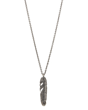 Collection Sterling Silver Black Diamond Feather Pendant Necklace, 24