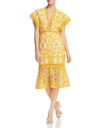 Saylor Floral Crochet-Lace Midi Dress | Bloomingdale's