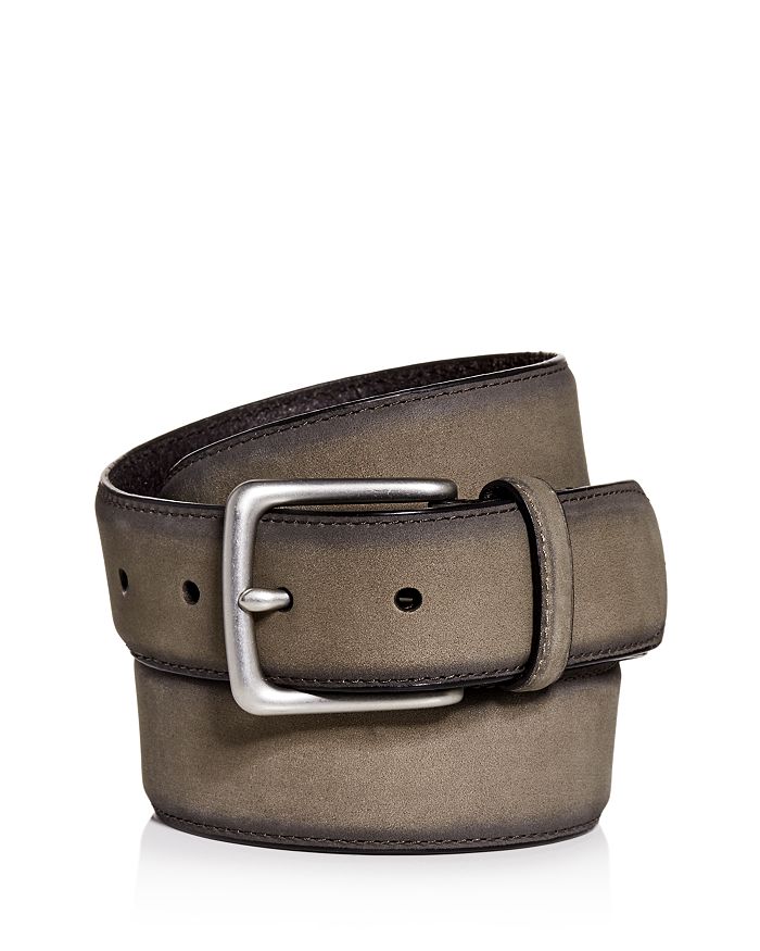 Shop Allsaints Men's Nubuck Leather Belt In Anthracite Grey