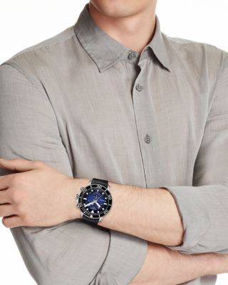 Seastar 1000 Blue-Dial & Black Rubber Strap Chronograph, 45.5mm