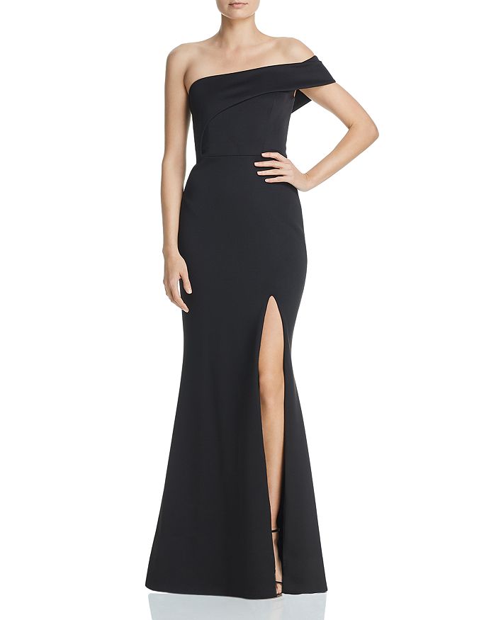 Aqua Asymmetric Off-the-shoulder Gown - 100% Exclusive In Black