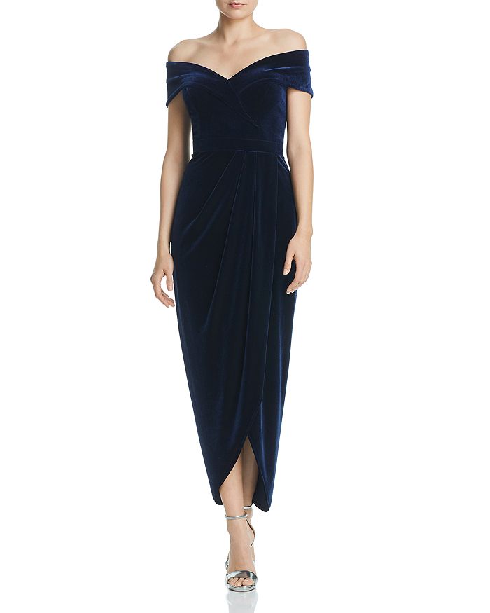 Aqua Off The Shoulder Velvet Gown 100 Exclusive Bloomingdale S