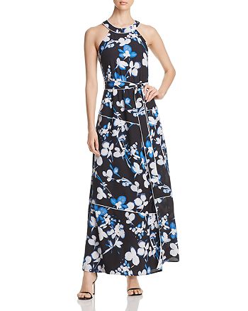 Calvin Klein Floral Tie-Waist Maxi Dress | Bloomingdale's