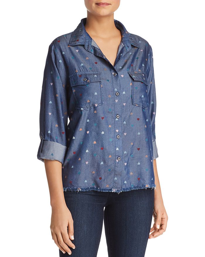 Billy T Heart Print Button-Down Chambray Shirt | Bloomingdale's