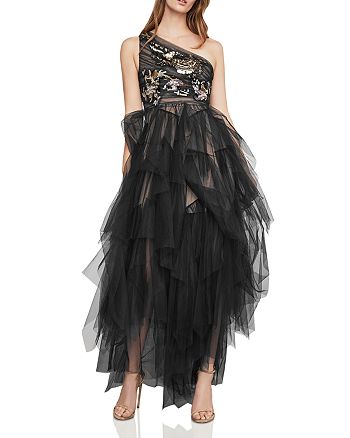 BCBGMAXAZRIA Embellished One-Shoulder Tulle Gown | Bloomingdale's