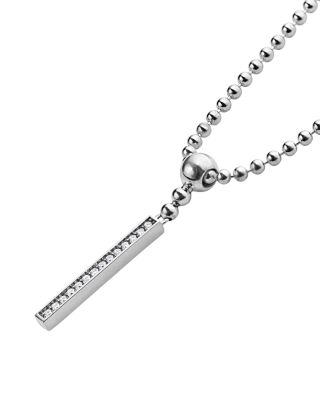 Sterling Silver Caviar Spark Diamond Stick Pendant Necklace, 16&amp;quot;