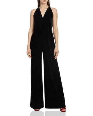 reiss black velvet jumpsuit