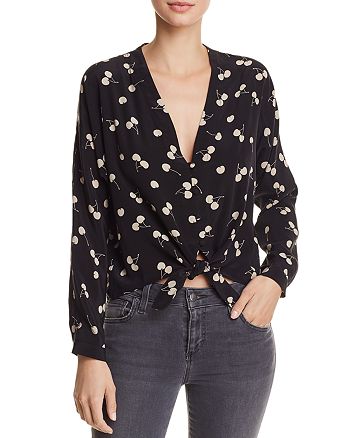 Rails Sloane Cherry Print Tie Front Silk Top Bloomingdale S