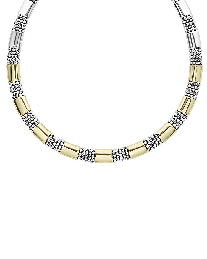 LAGOS - 18K Yellow Gold & Sterling Silver High Bar Collar Necklace, 16"