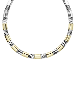 Lagos Accessories 18K YELLOW GOLD & STERLING SILVER HIGH BAR COLLAR NECKLACE, 16
