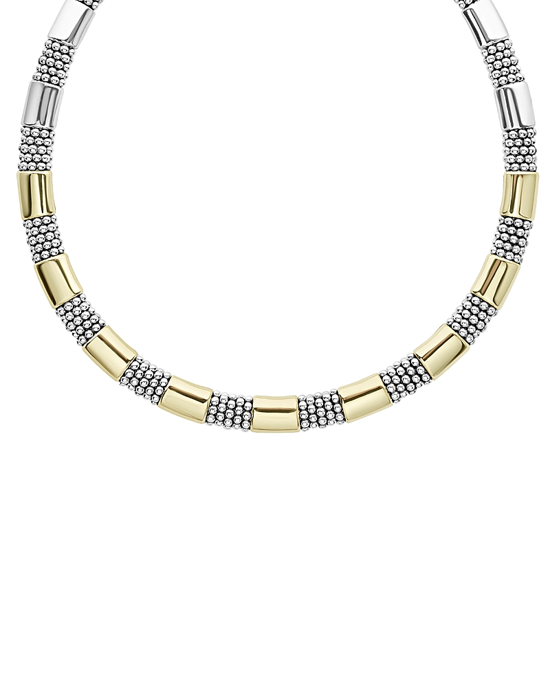 Lagos 18k Yellow Gold & Sterling Silver High Bar Collar Necklace, 16 In Gold/silver