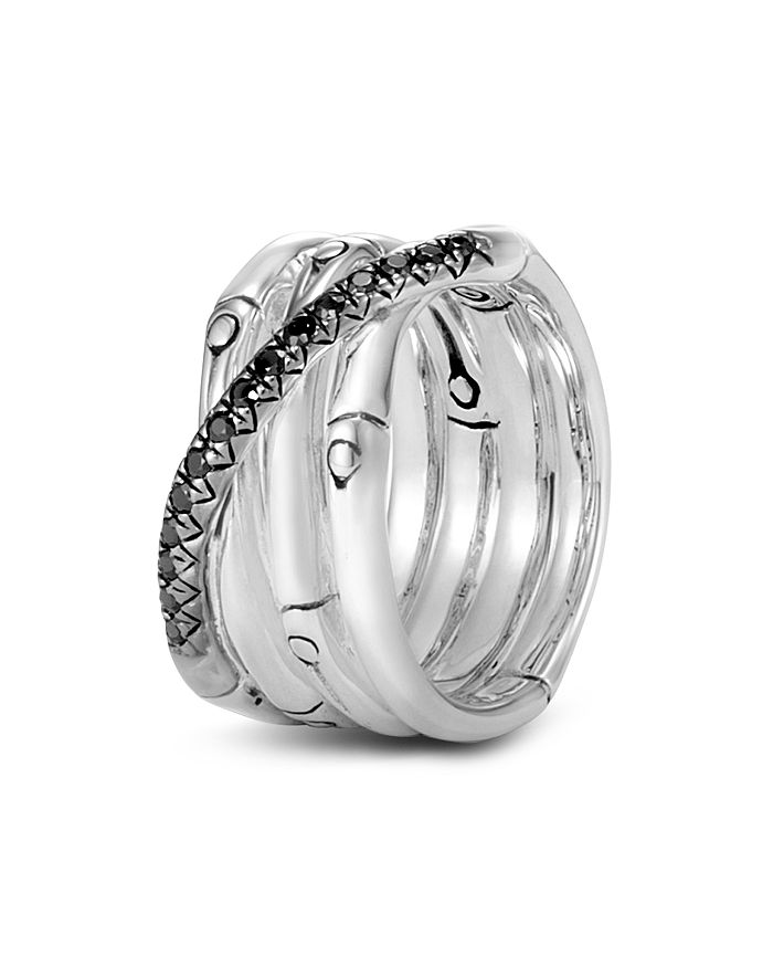 John Hardy Bamboo Coiled Ring With Black Sapphire | Gemstones/sterling Silver In Black/silver