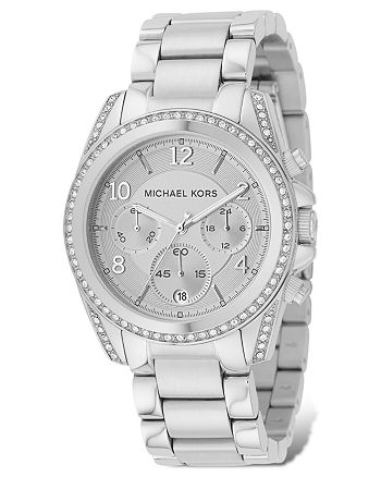 Michael Kors Stainless Steel Chronograph Watch with Clear Stones, 39mm |  Bloomingdale's