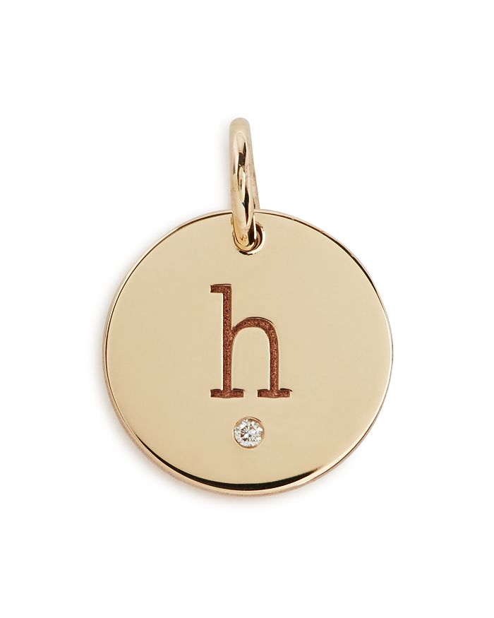 Zoë Chicco 14k Yellow Gold Medium Disc Pave Diamond Letter Charm In H/gold