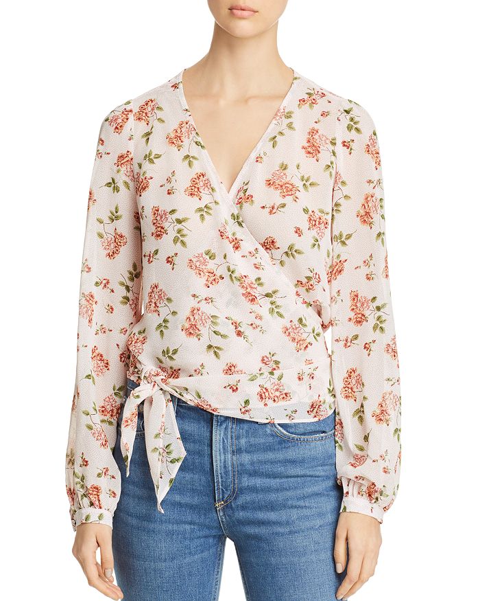 Red Haute FloralPrint Wrap Top Bloomingdale's