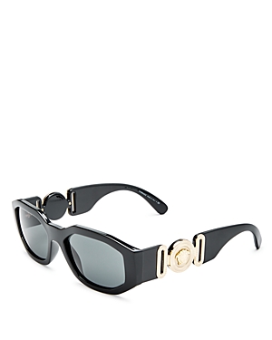 Versace Square Sunglasses, 53mm In Black/light Gray Solid