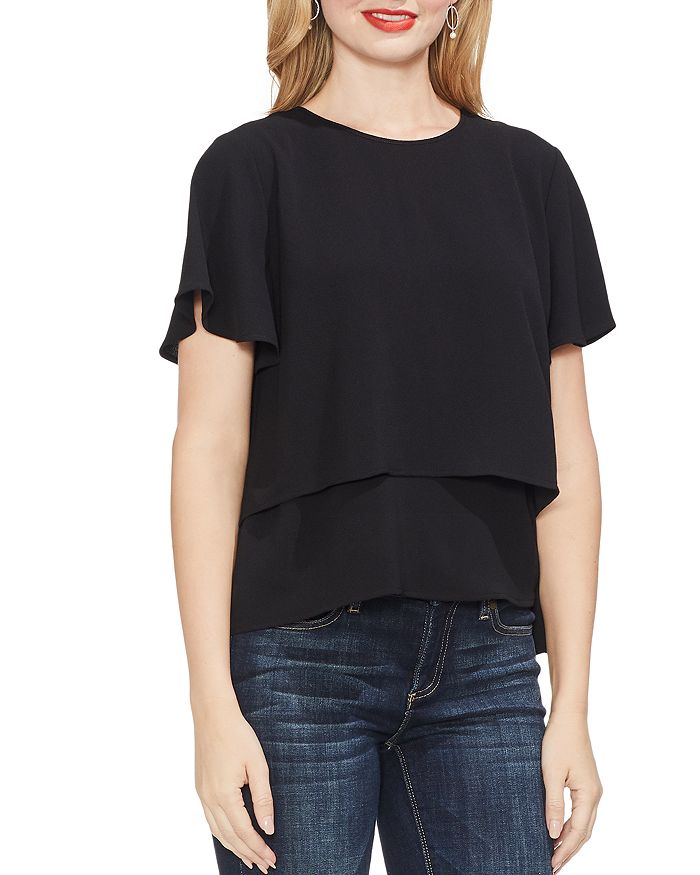 VINCE CAMUTO TIERED CREPE BLOUSE,9168128