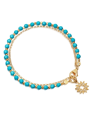 ASTLEY CLARKE TURQUOISE SUN BIOGRAPHY BRACELET IN 18K GOLD-PLATED STERLING SILVER,41032YTQB