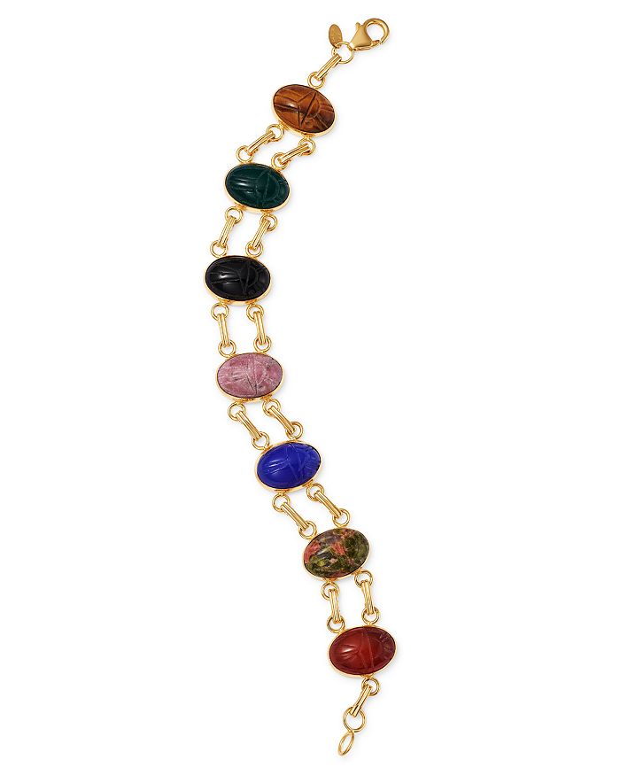 Bloomingdale's Multi-stone Scarabe Double Link Bracelet In 14k Yellow Gold - 100% Exclusive In Multi/gold