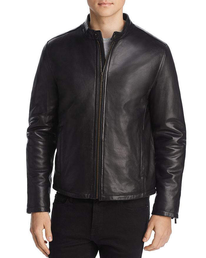 Cole Haan Zip Front Leather Jacket Bloomingdale s