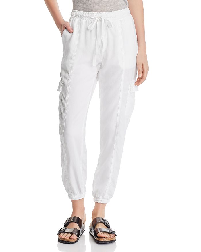 Bella Dahl Cropped Cargo Track Pants In White