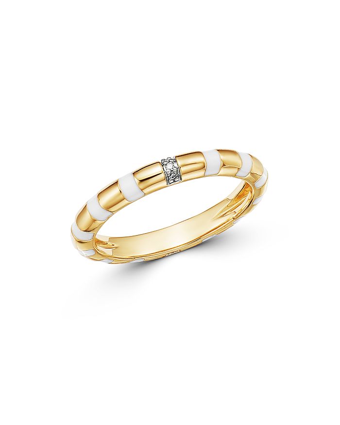 Adina Reyter 14k Yellow Gold Pave Diamond Striped Band Ring In White/gold