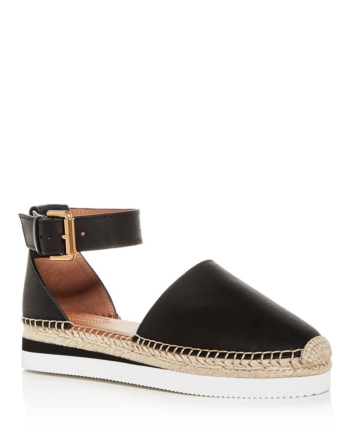 Womens Shoes Flats and flat shoes Espadrille shoes and sandals See By Chloé Leather Espadrilles in Black 