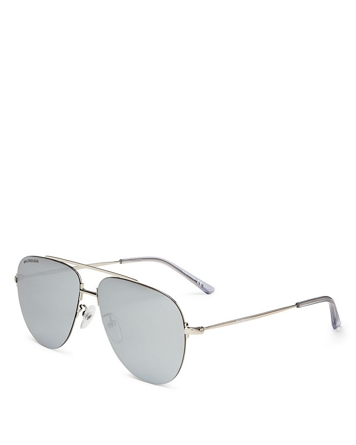 Balenciaga Women's Aviator Sunglasses, 59mm In Silver/silver
