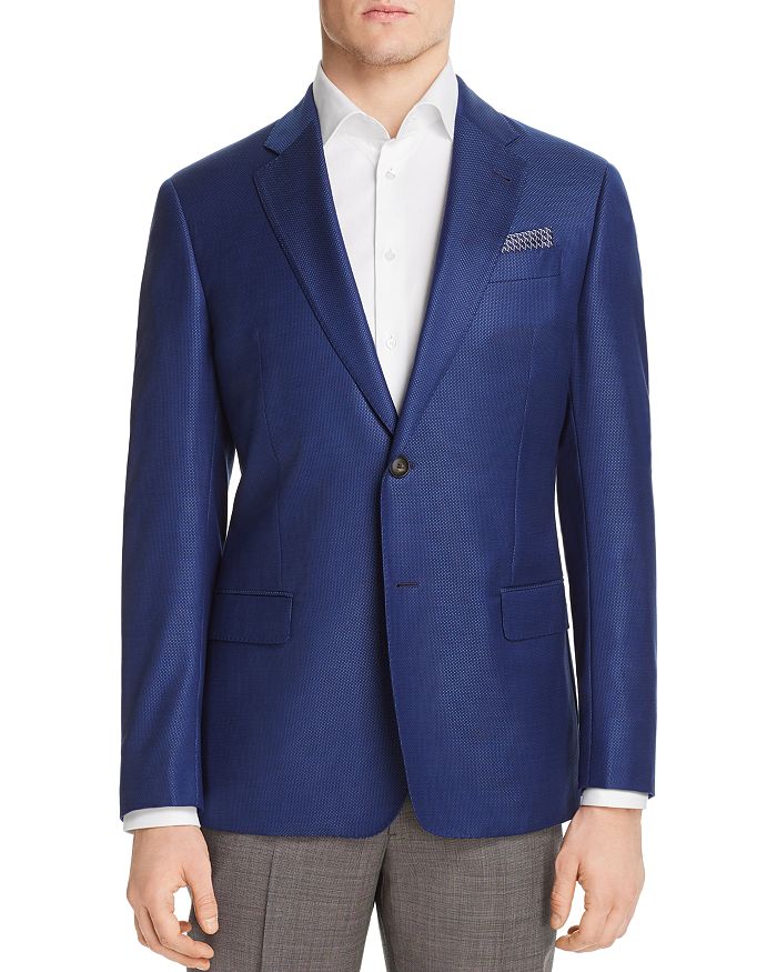 Armani Collezioni Emporio Armani Micro-dot Regular Fit Tailored Jacket In Solid Medium