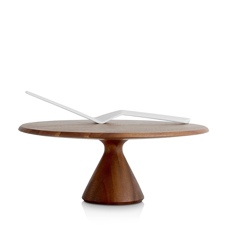 Nambe Nambé Quatro Acacia Wood Cake Pedestal & Server Set In Wood