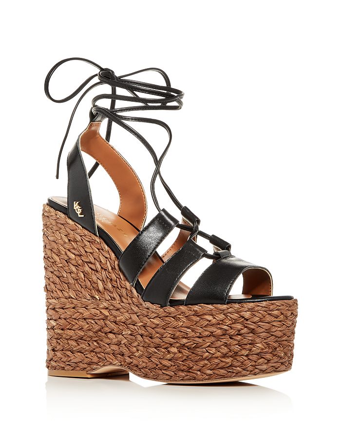 KURT GEIGER WOMEN'S NOVA ANKLE-TIE PLATFORM WEDGE SANDALS 2631700109