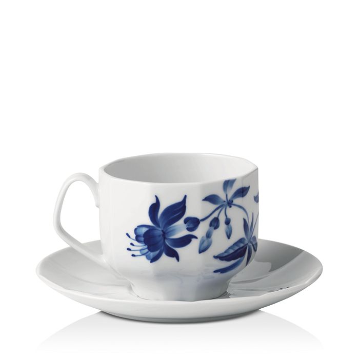 Royal Copenhagen Blomst Fuchsia Cup & Saucer Set In Two-tone
