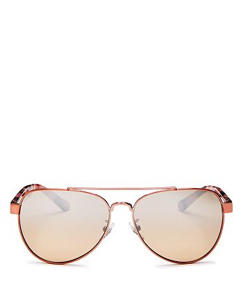 Tory Burch Mirrored Brow Bar Aviator Sunglasses, 57mm | Bloomingdale's