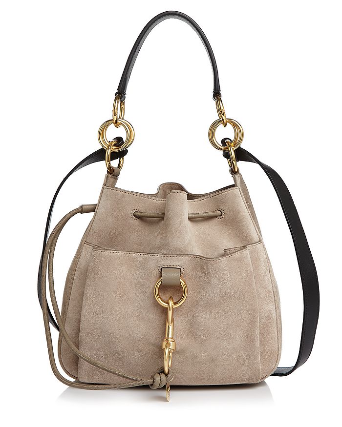 See By Chloé See By Chloe Tony Suede And Leather Shoulder Bag In Motty Gray/gold