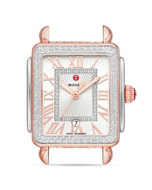 Michele DECO MADISON MID TWO-TONE ROSE GOLD DIAMOND WATCH HEAD, 29MM X 31MM