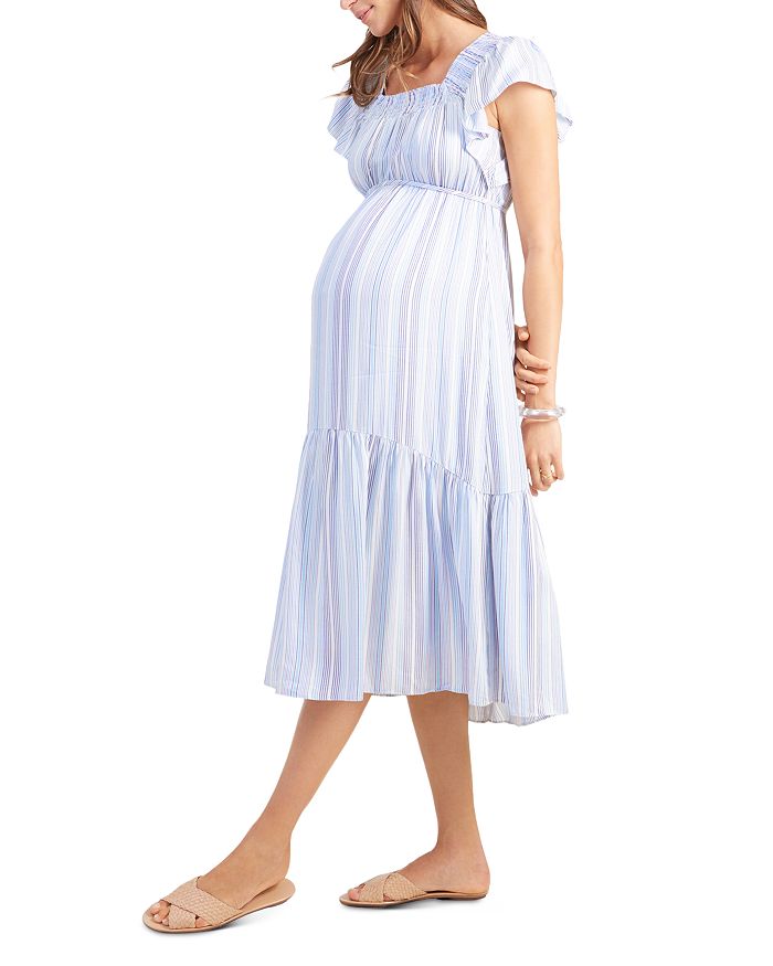 Ingrid & Isabel - Maternity Flutter Sleeve Tiered Midi Dress