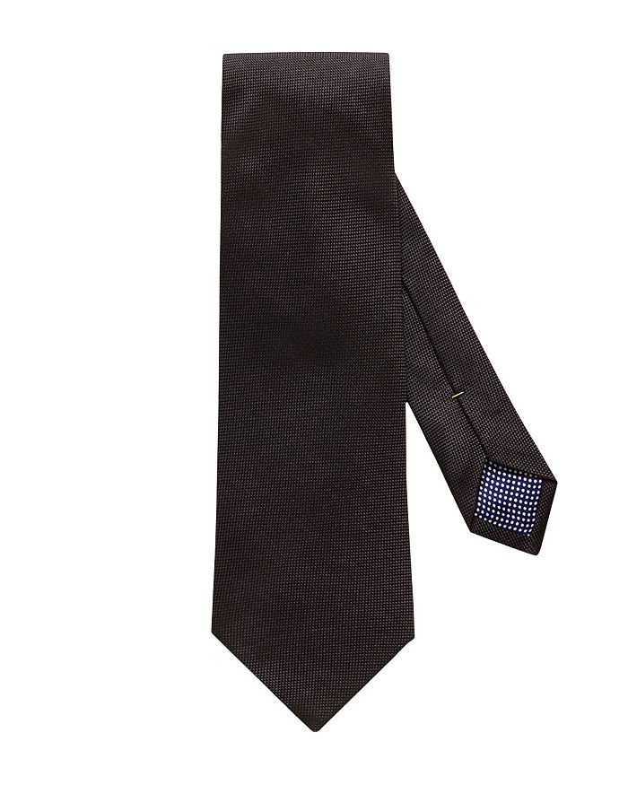 Shop Eton Solid Textured Silk Classic Tie In Black