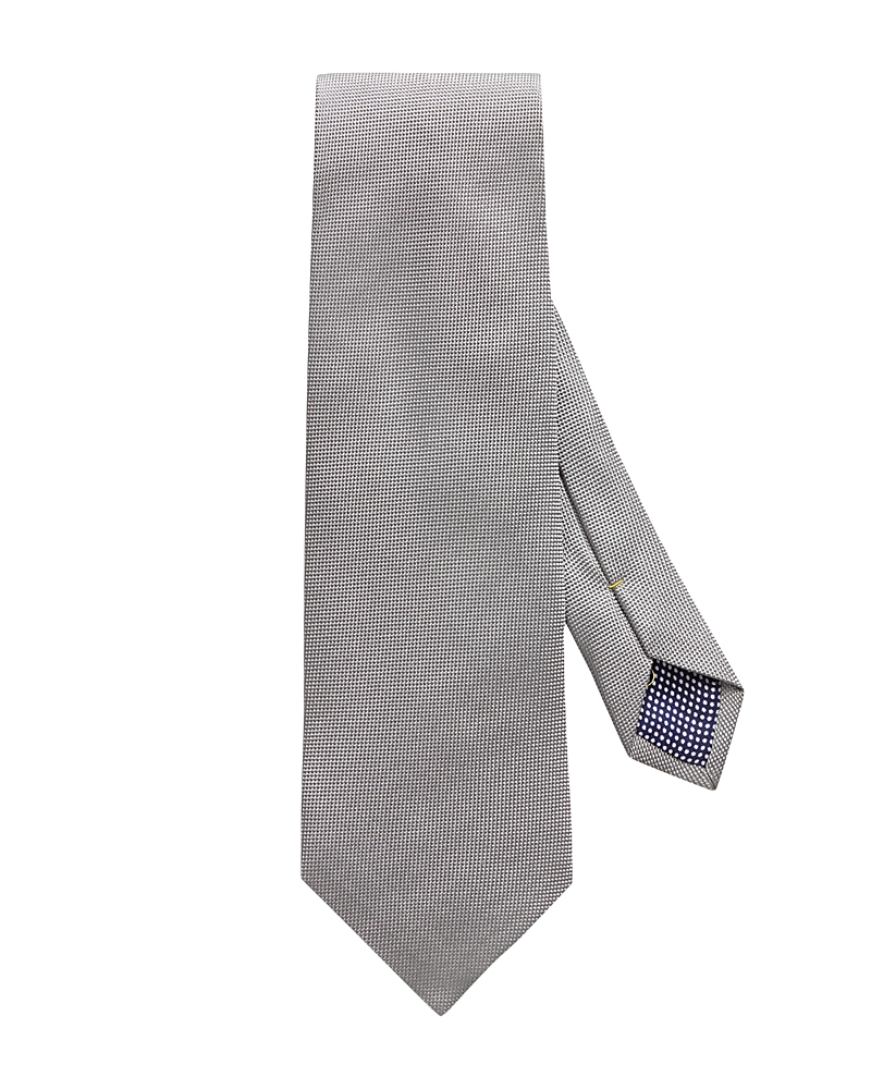 Eton Solid Textured Silk Classic Tie In Gray