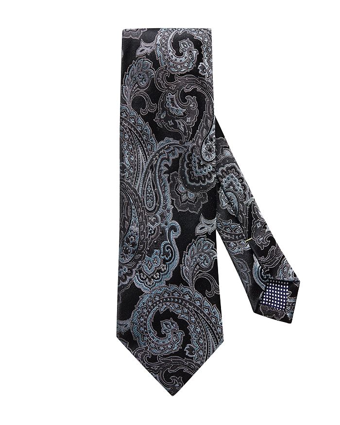 Shop Eton Paisley Silk Classic Tie In Black