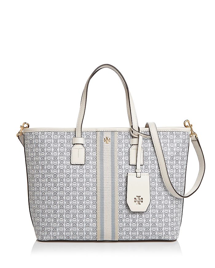 Tory Burch Small Gemini Link Canvas Tote In New Ivory/gold