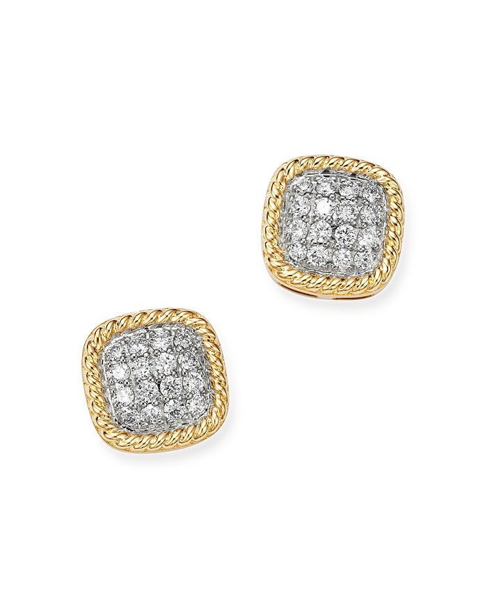 Bloomingdale's Pave Diamond Stud Earrings In 14k Yellow Gold, 0.25 Ct. T.w. - 100% Exclusive In White/gold