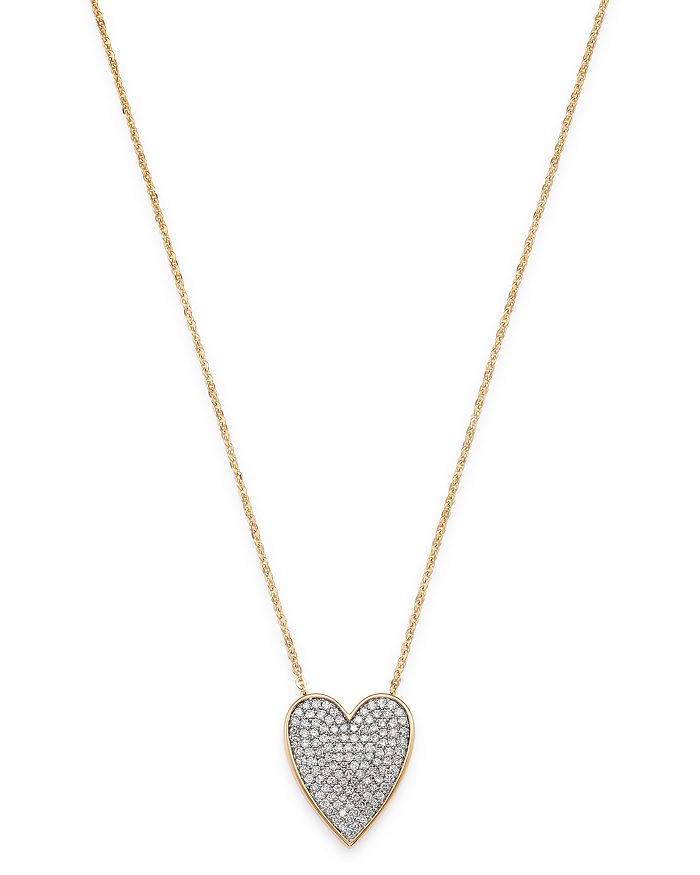 Bloomingdale's Pave Diamond Heart Pendant Necklace In 14k Yellow Gold, 0.50 Ct. T.w. - 100% Exclusive In White/gold