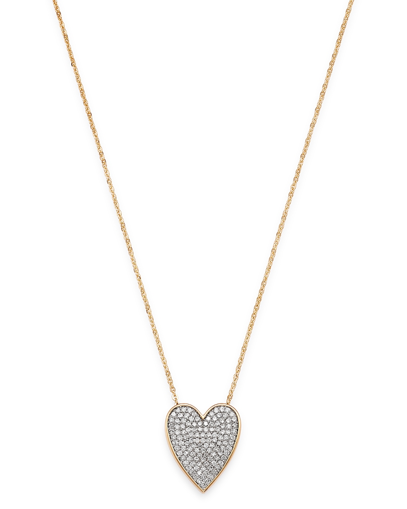Bloomingdale's Fine Collection Pave Diamond Heart Pendant Necklace in 14K Yellow Gold, 0.50 tcw