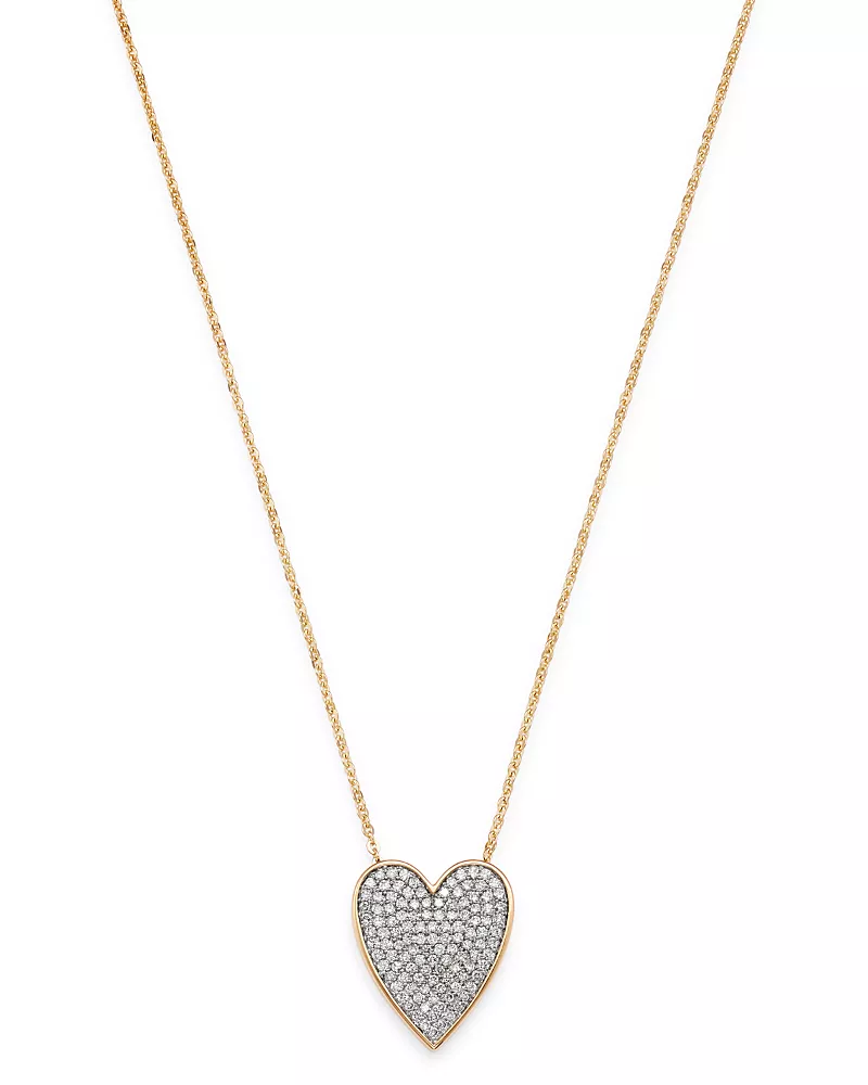 Bloomingdale's Fine Collection Pave Diamond Heart Pendant Necklace in 14K Yellow Gold, 0.50 tcw