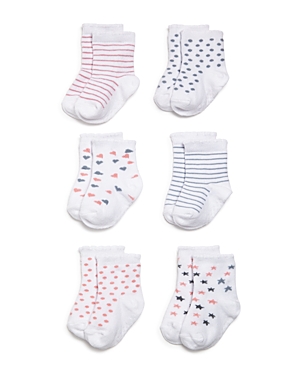 Aden And Anais Girls' 6-pair Lovely Reverie Socks Set - Baby In Gray