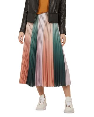 selmma pleated striped midi skirt