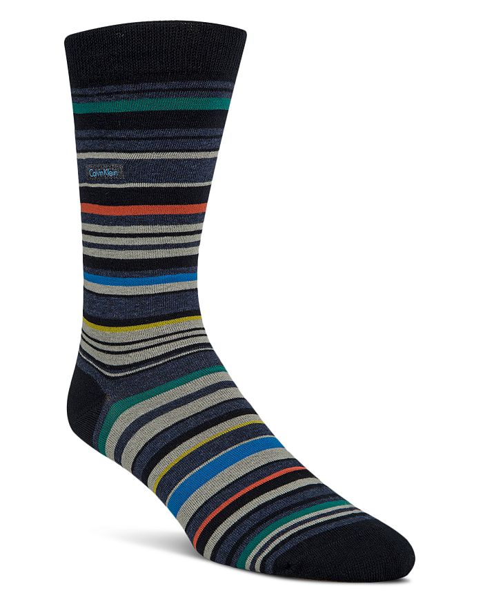 Calvin Klein Barcode Multistripe Socks In Navy Multi