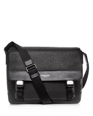 greyson pebbled leather messenger bag