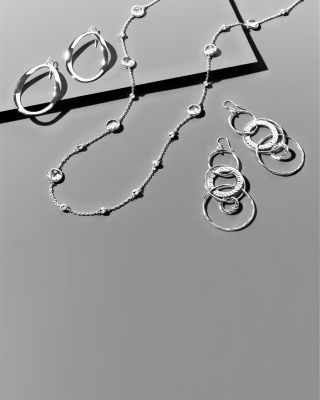 Sterling Silver Rock Candy Mini Lollipop Necklace in Clear Quartz, 37"