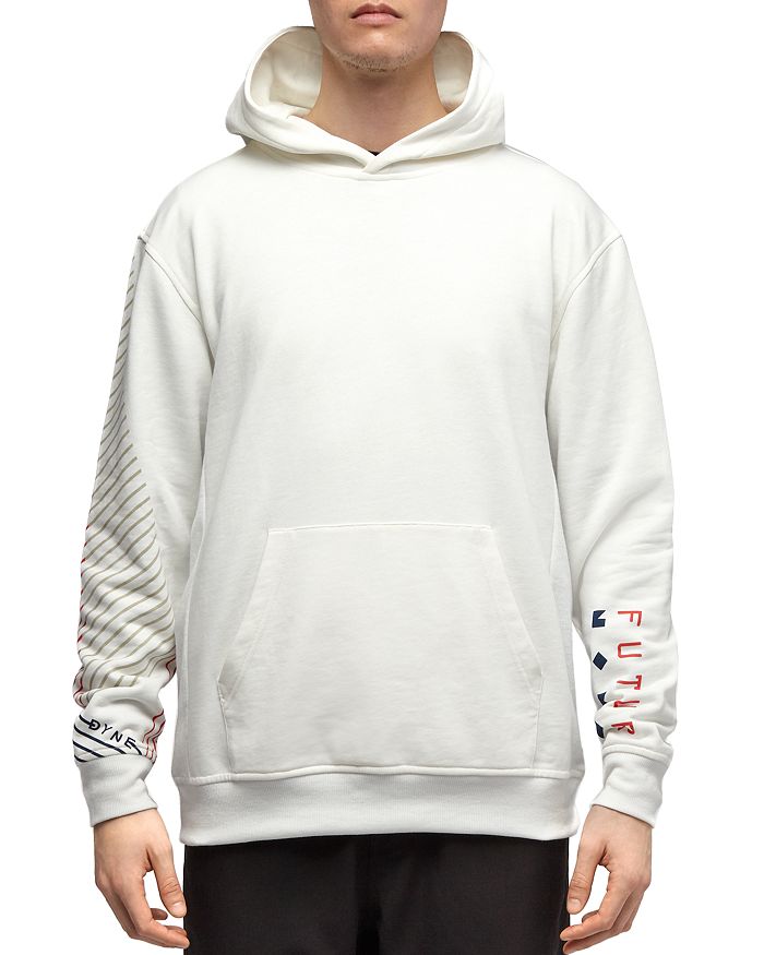 Dyne Graphic-sleeve Hooded Sweatshirt In White